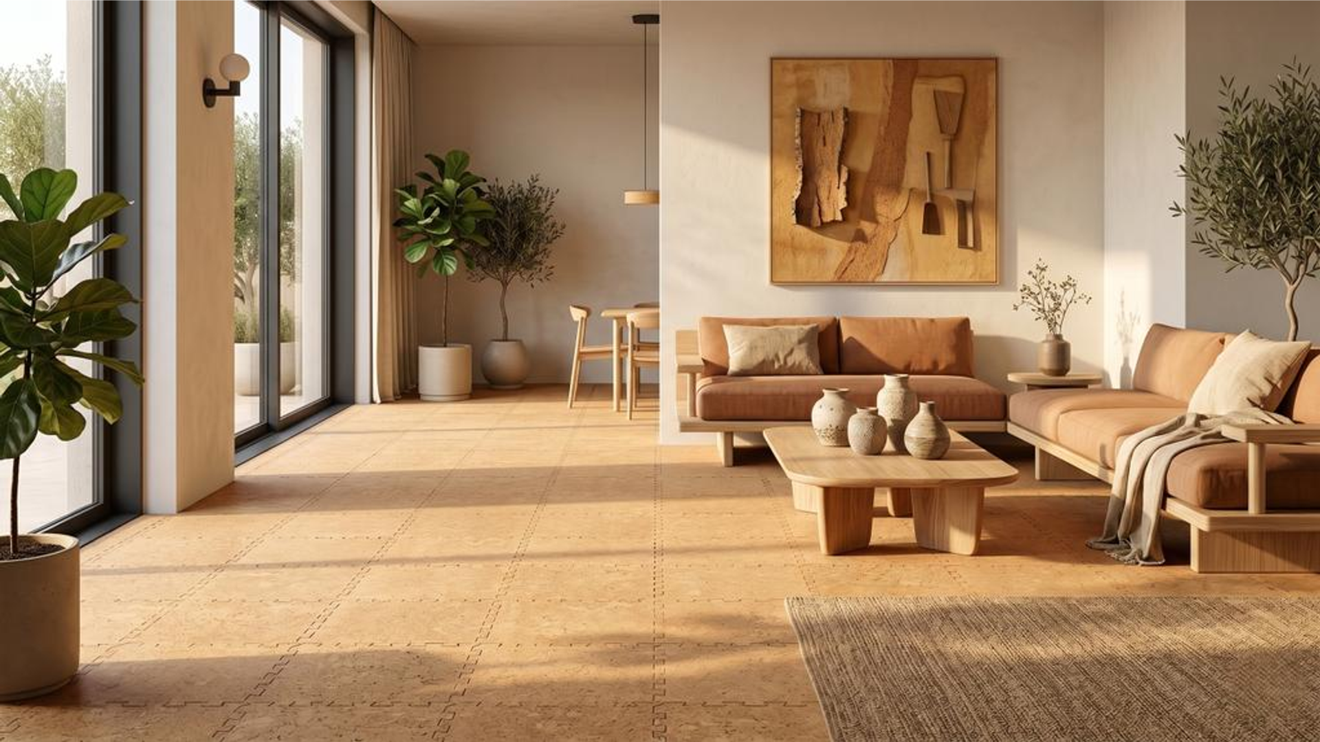 CorkLayer modular cork flooring in a sustainable premium interior
