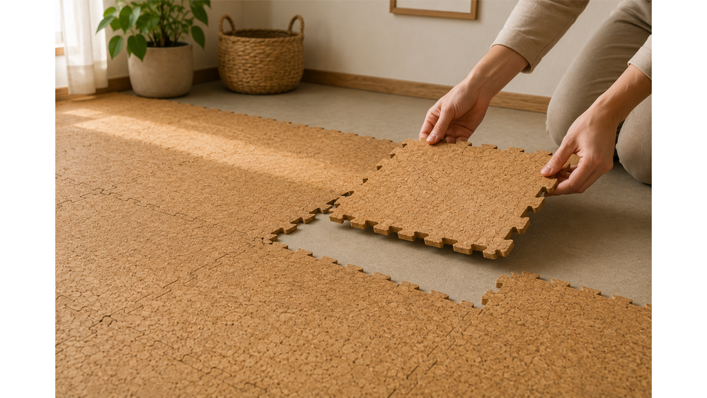 CorkLayer cork tile installation by hand with no glue or tools